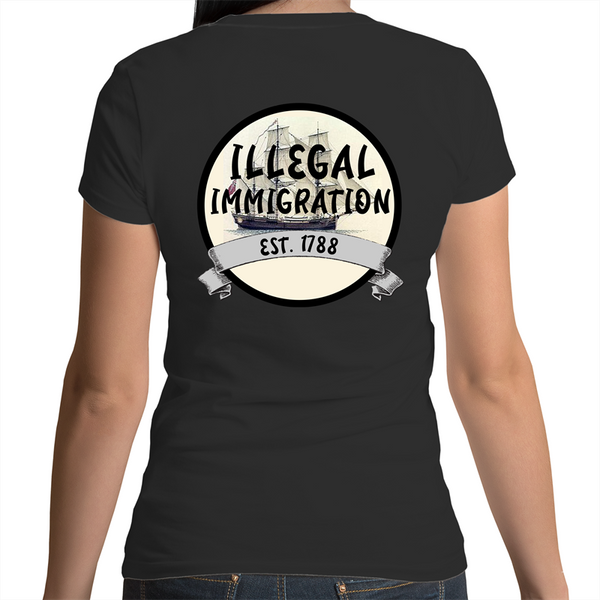 'ILLEGAL IMMIGRATION EST. 1788' Womens V-Neck T-Shirt