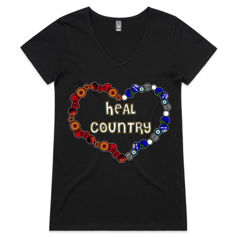 'NAIDOC 2021' Heal Country 🖤 V-Neck T-Shirt