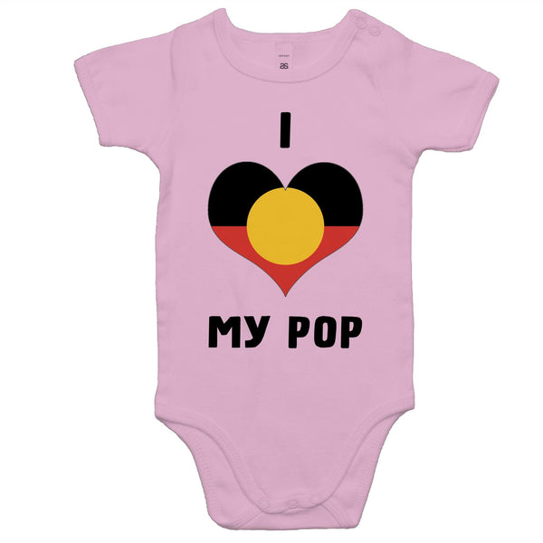 'I Love My Pop' Romper - Black
