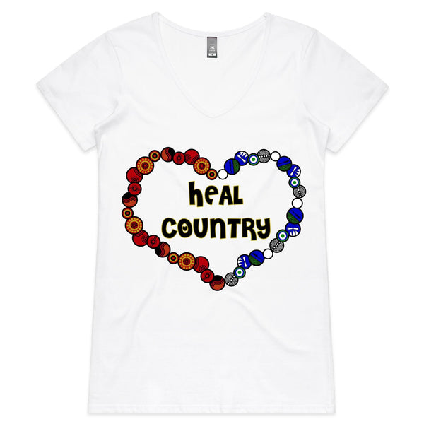 'NAIDOC 2021' Heal Country 🖤 V-Neck T-Shirt