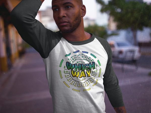 'Whichway' 3/4 Sleeve Mens T-Shirt